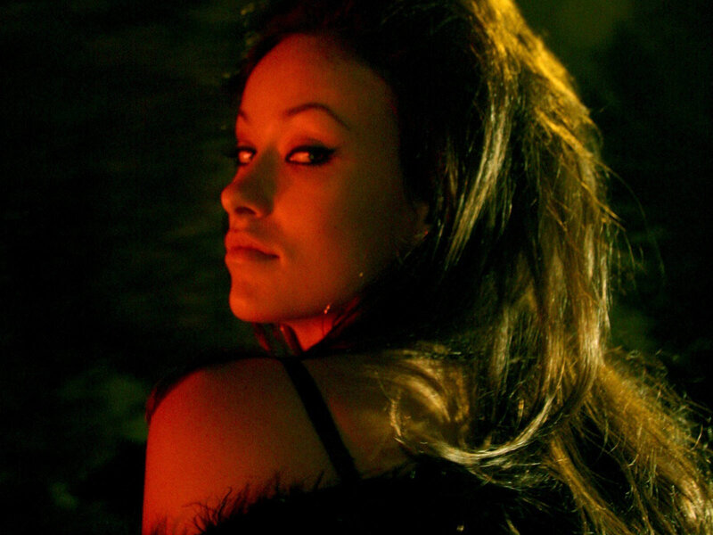 woman in red light
