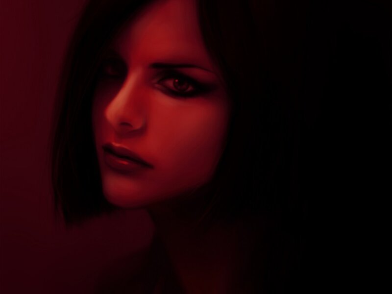 Woman in Red Light — Dramatic, Digital Art