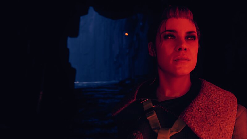 Woman in Red Light — Dramatic, Night, 3d Render