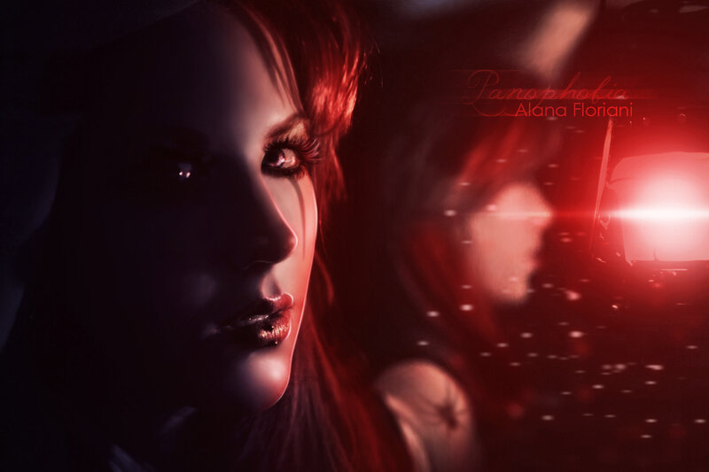 Woman in Red Light — Dramatic, Night, Digital Art