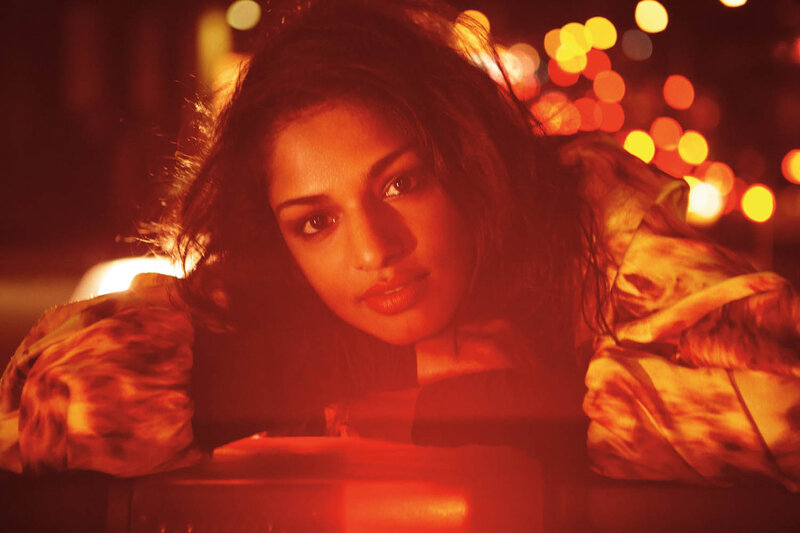 Woman in Red Light — Dramatic, Night