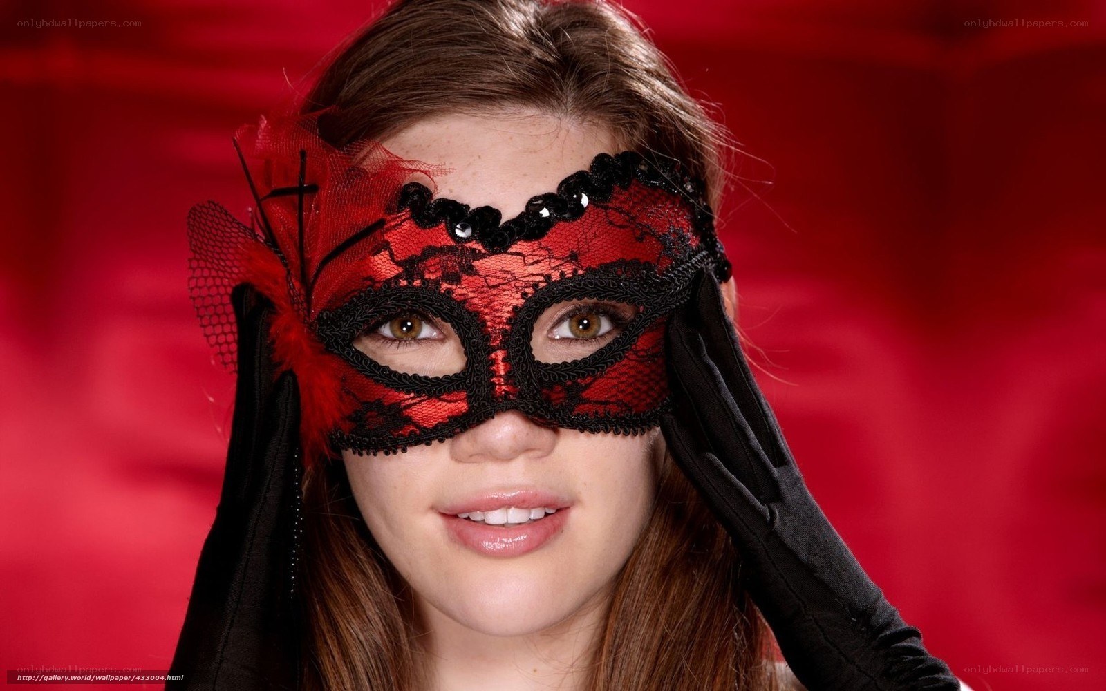 woman in red mask