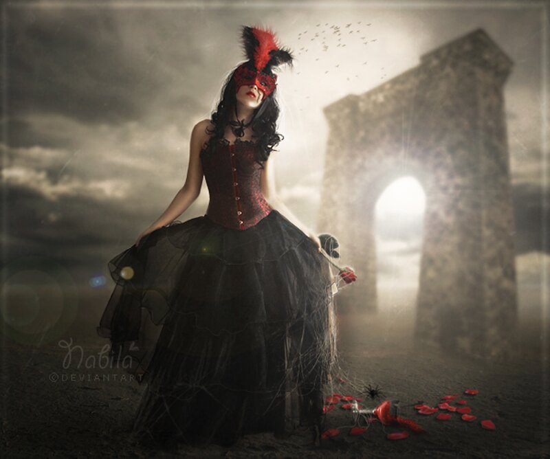 Woman in Red Mask — Black