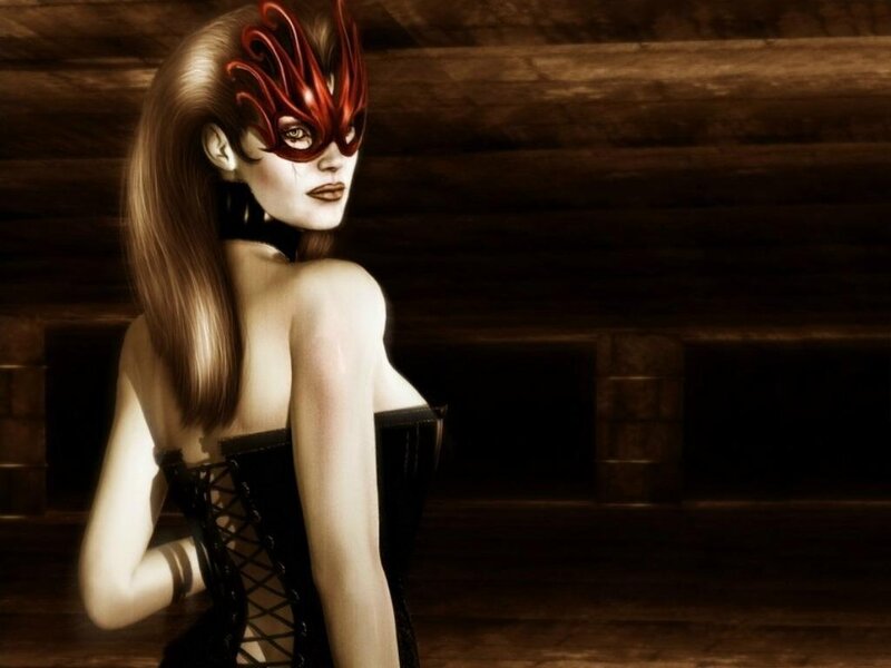 Woman in Red Mask — Dramatic