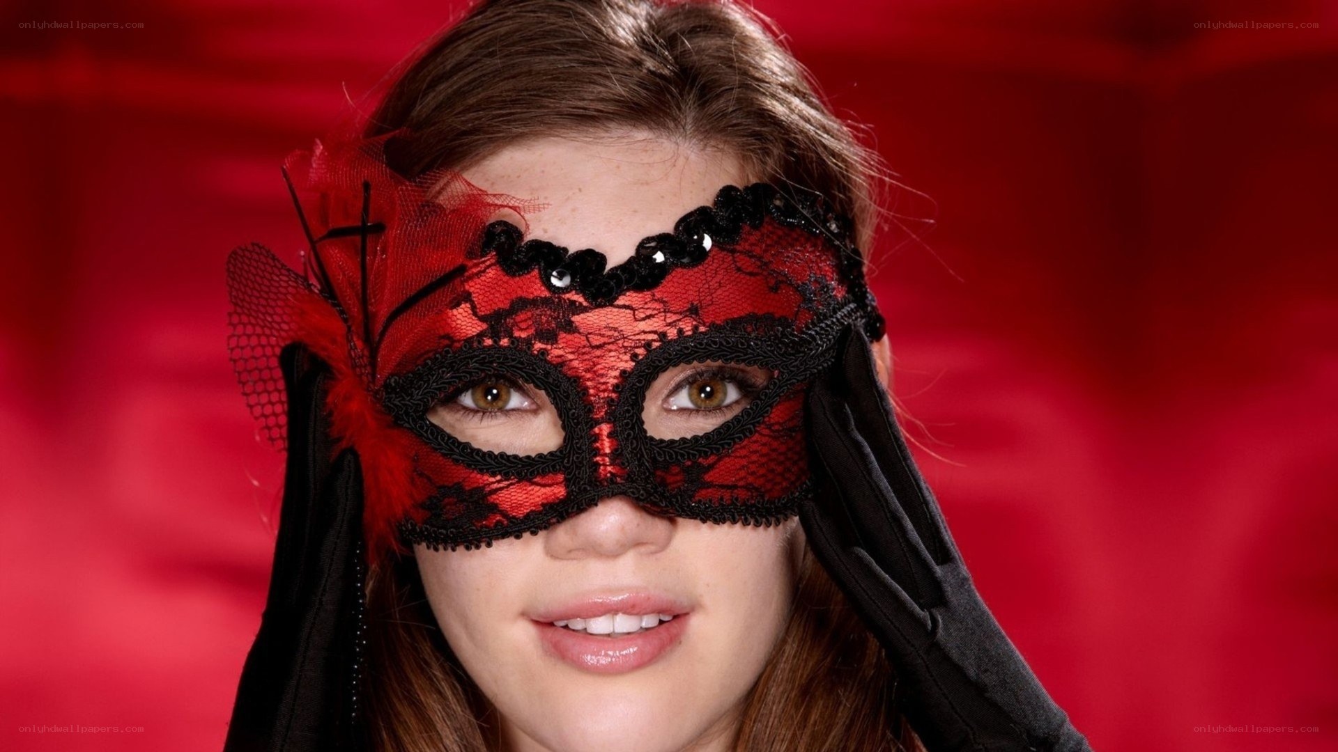 woman in red mask