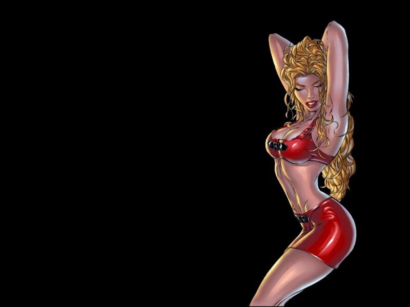 Woman in Red Outfit — Confident, Comic