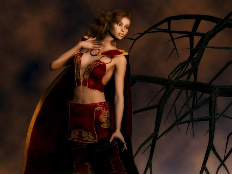 Woman in Red Outfit — Dramatic