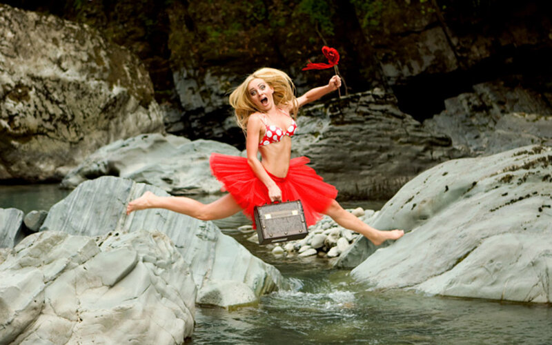 Woman in Red Outfit — Dynamic