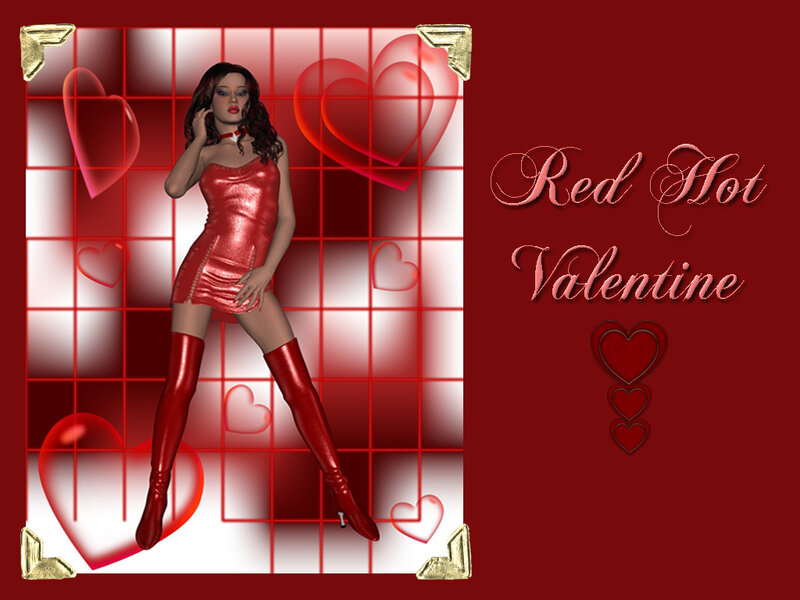 Woman in Red Outfit — Seductive, Digital Art