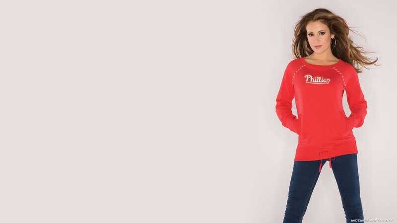 woman in red philly shirt