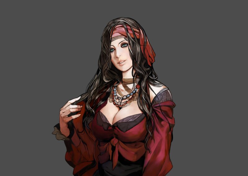 woman in red pirate attire
