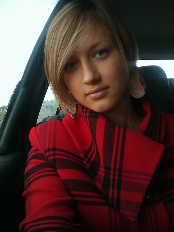 woman in red plaid coat