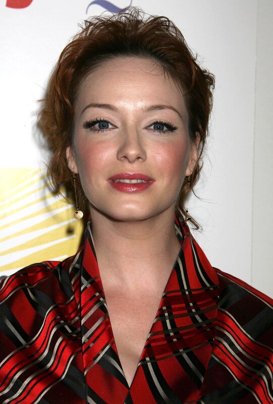 woman in red plaid shirt