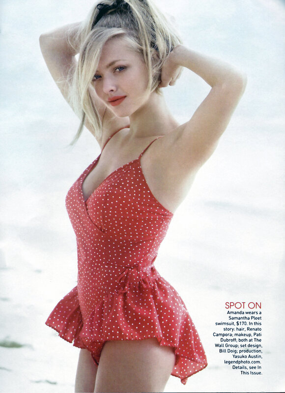 Woman in red polka dot swimsuit