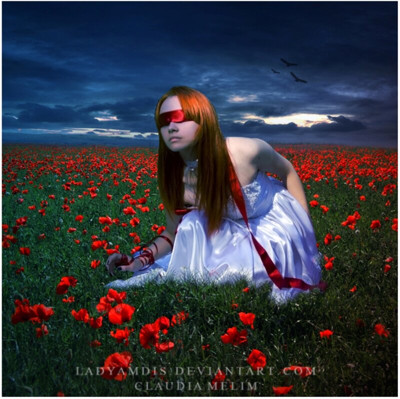 Woman in Red Poppy Field