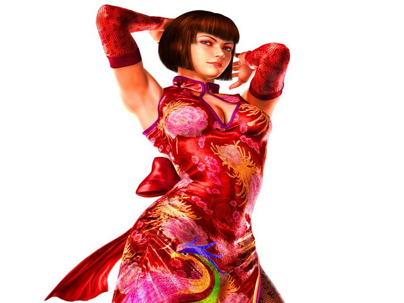 Woman in red qipao dress
