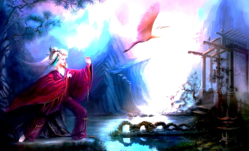 Woman in Red Robe — Blue