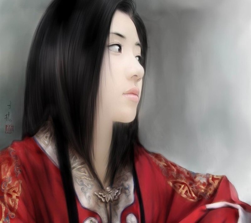 Woman in Red Robe — Contemplative