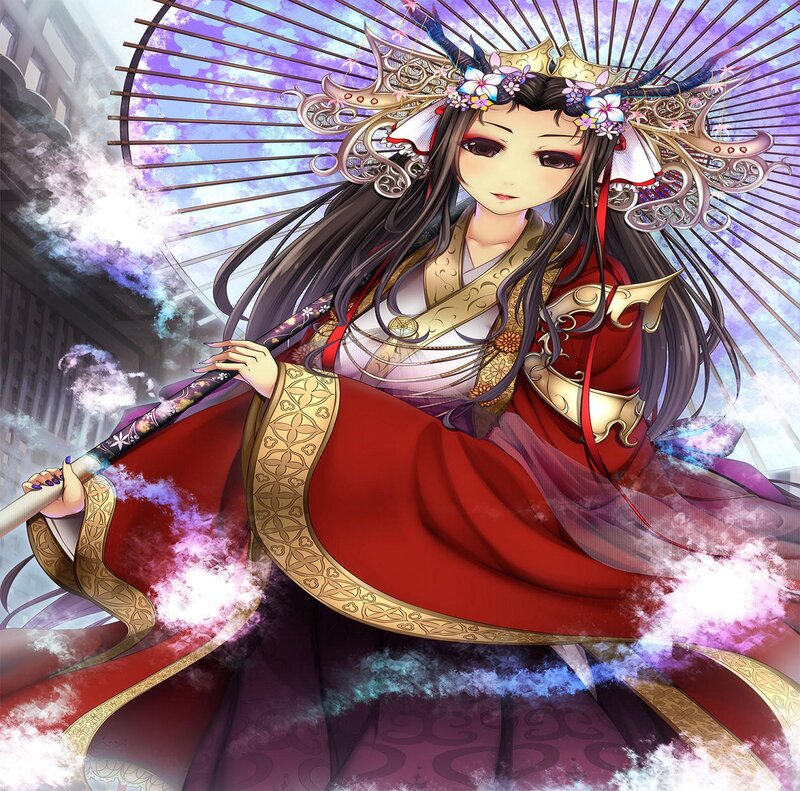 Woman in Red Robe — Dramatic, Anime