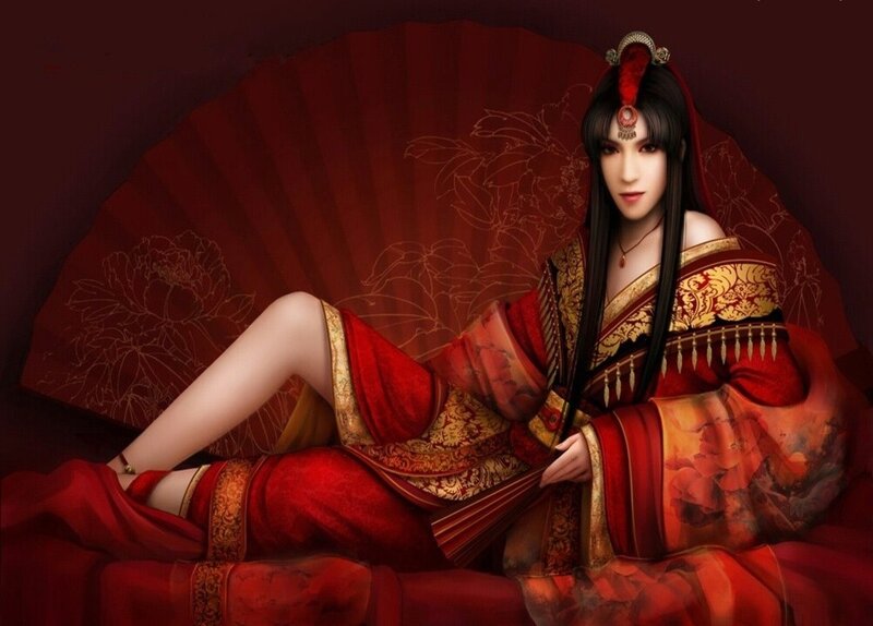Woman in Red Robe — Dramatic, Digital Art, Fan