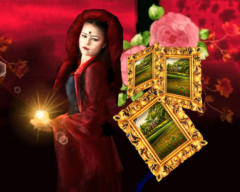 Woman in Red Robe — Dramatic, Digital Art, Paintings