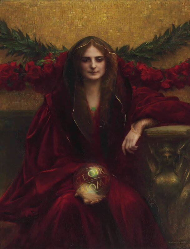 Woman in Red Robe — Dramatic, Painting