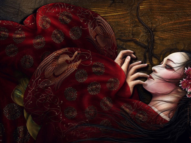 Woman in Red Robe — Dramatic