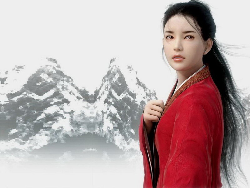 Woman in Red Robe — Serene, Digital Art