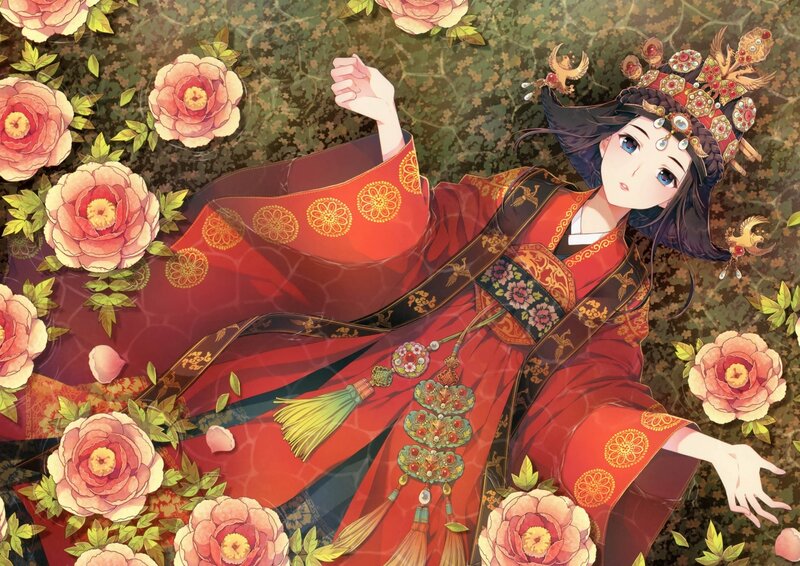 Woman in Red Robe — Serene, Spring