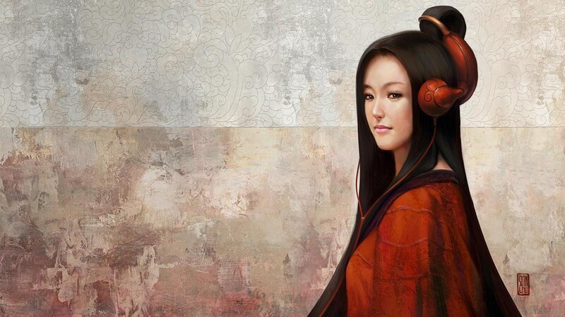 Woman in Red Robe — Serene