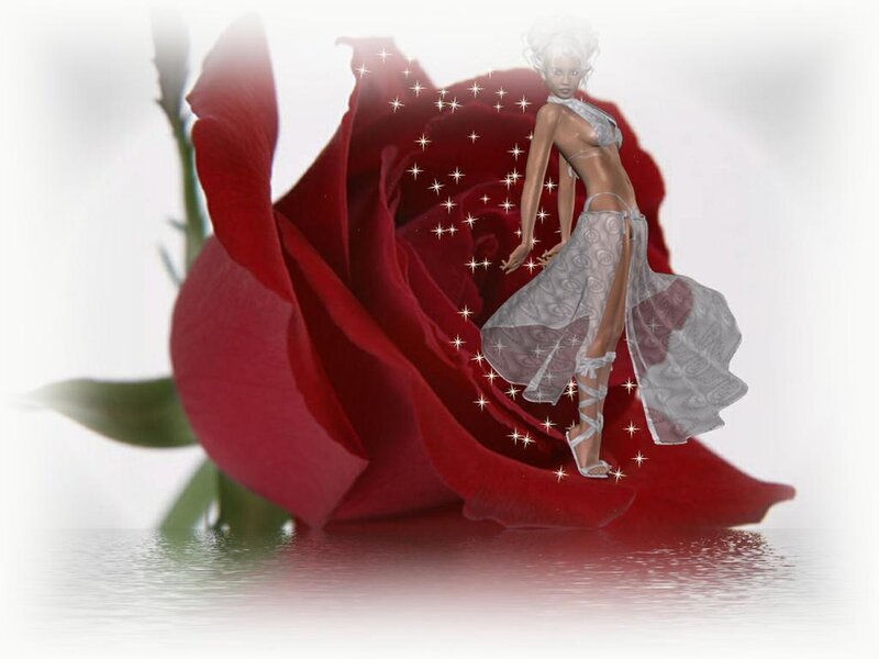 Woman in Red Rose — Dreamy