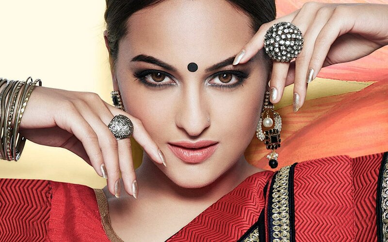 Woman in Red Sari — Dramatic, Photograph, Jewelry, Saree