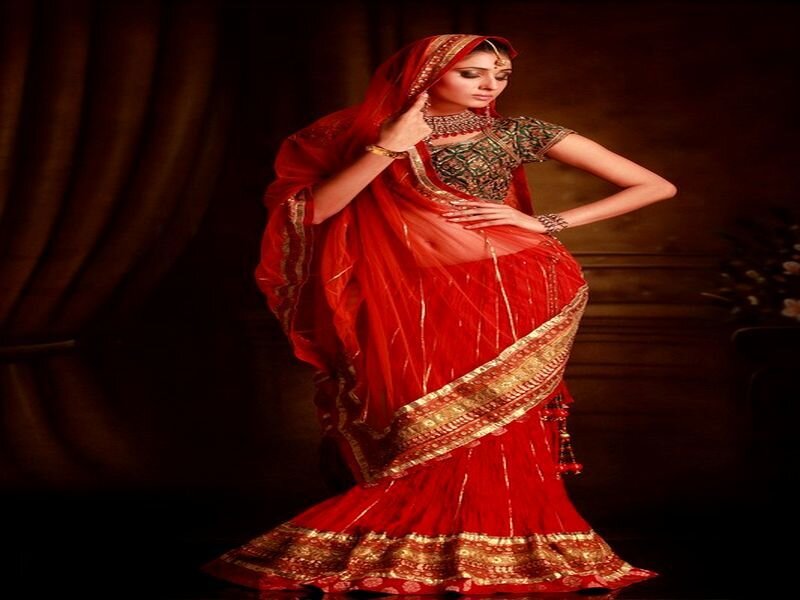 Woman in Red Sari — Dramatic