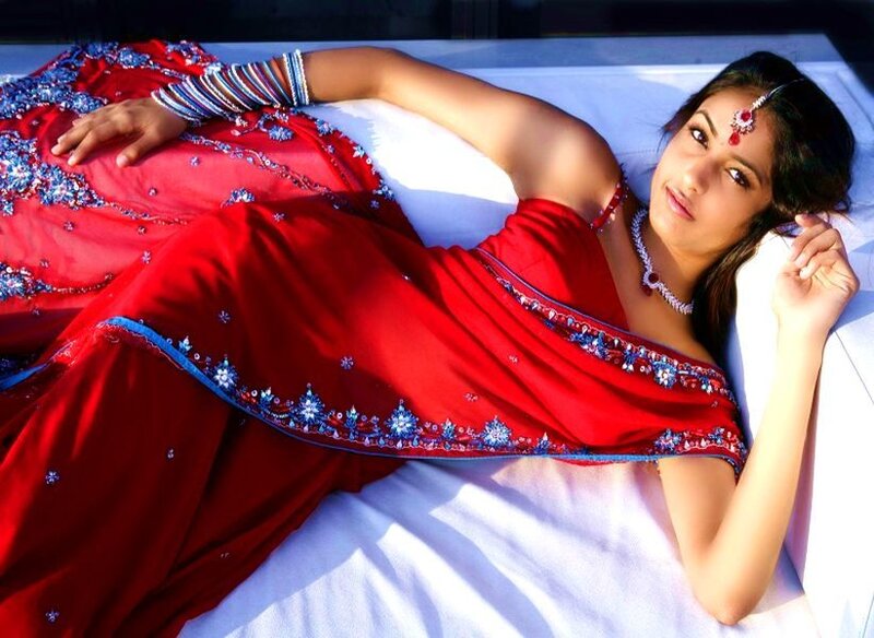 Woman in Red Sari — Serene, Daytime