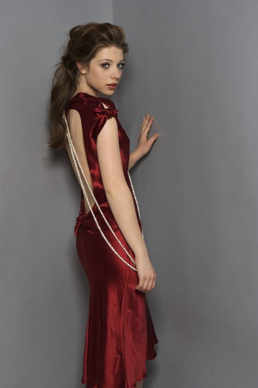 woman in red satin dress