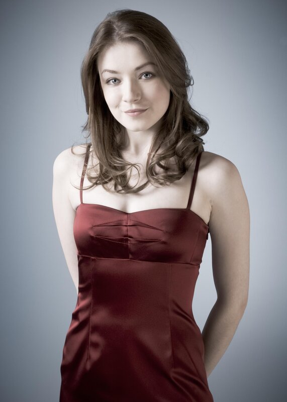 woman in red satin dress
