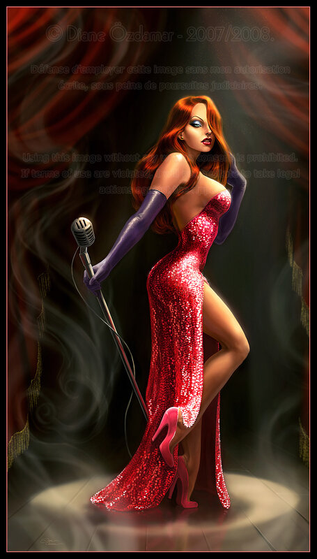 woman in red sequin dress