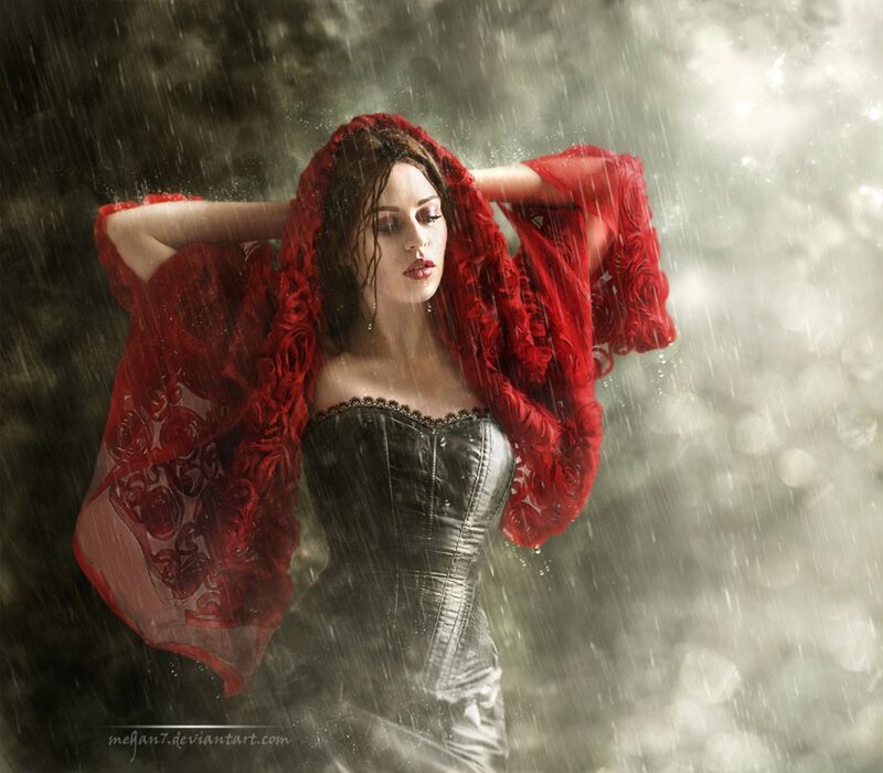 Woman in Red Shawl — Dramatic, Digital Art