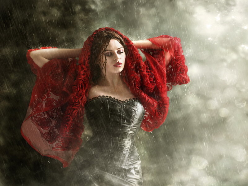 Woman in Red Shawl — Dramatic