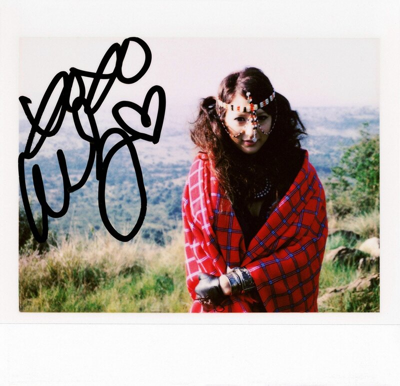 woman in red shawl