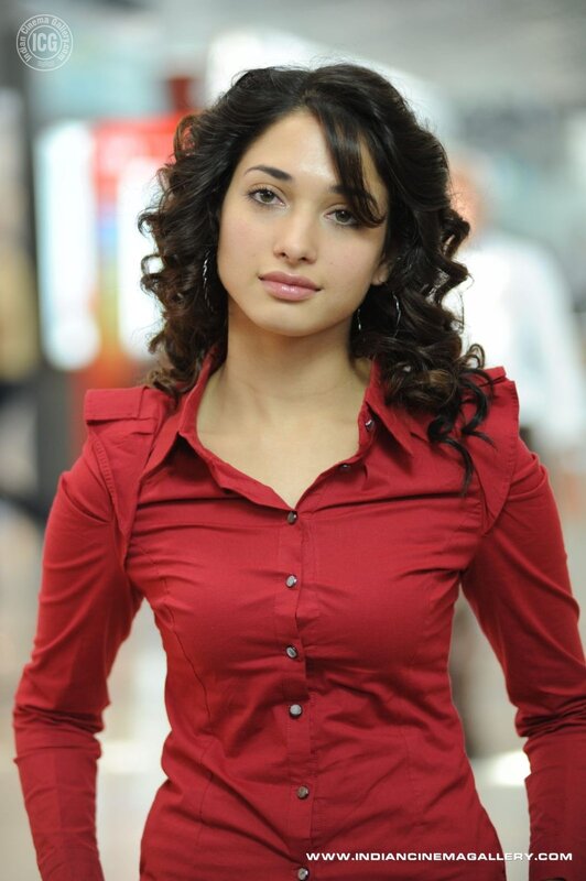 woman in red shirt