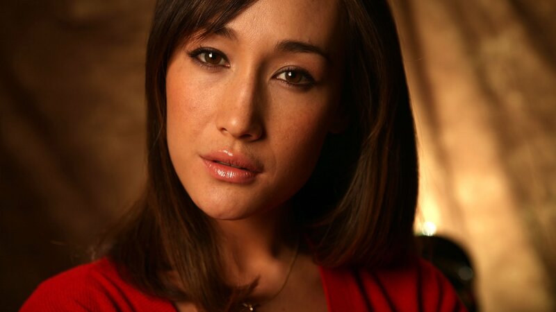 woman in red shirt
