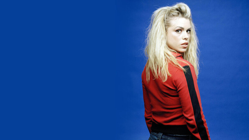 woman in red shirt