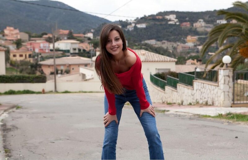 Woman in Red Shirt — Casual