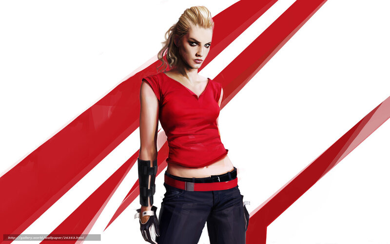 Woman in Red Shirt — Confident, Digital Art, Red Stripes