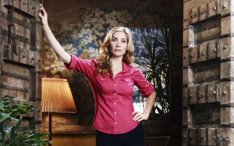 Woman in Red Shirt — Confident, Photograph, Lamp