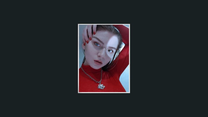 Woman in Red Shirt — Dramatic, Photograph, Necklace