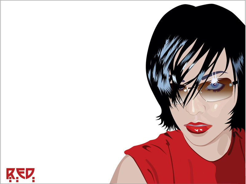 woman in red shirt illustration