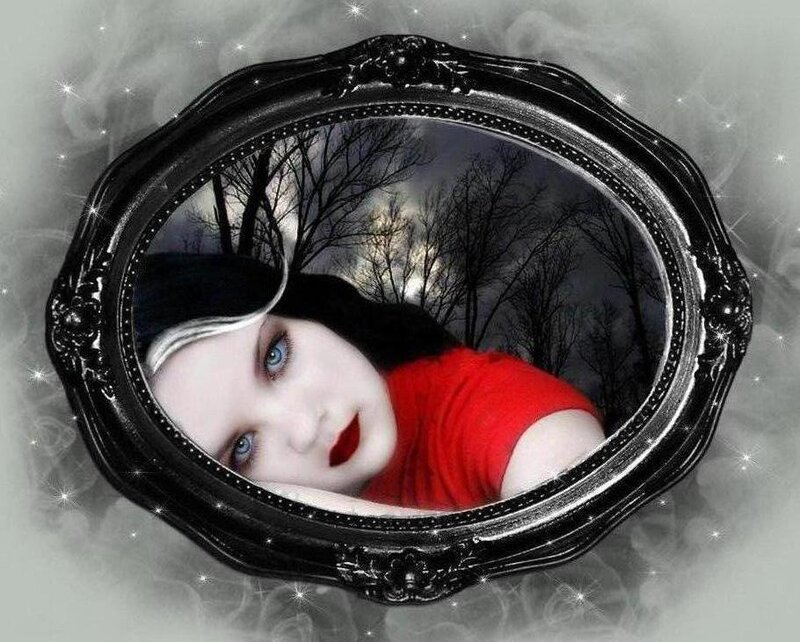 woman in red shirt portrait