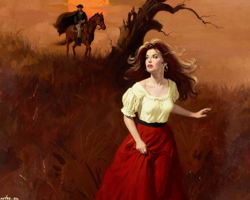 Woman in Red Skirt — Dramatic, Sunset